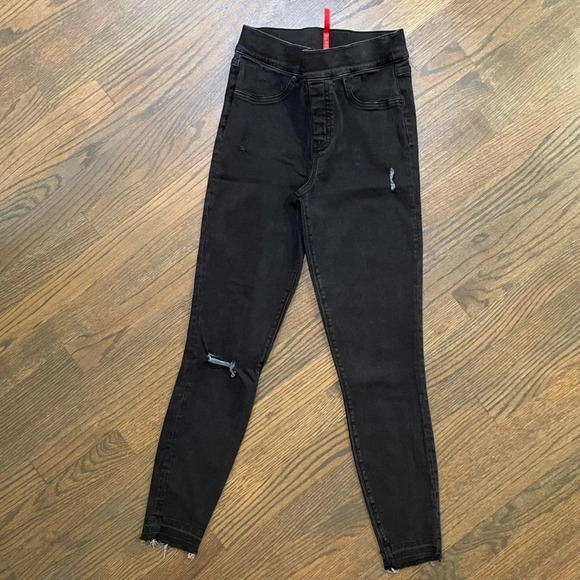 Spanx Vintage Black Distressed Ankle Stretch Skinny Jeans 20213 Small - Picture 5 of 8